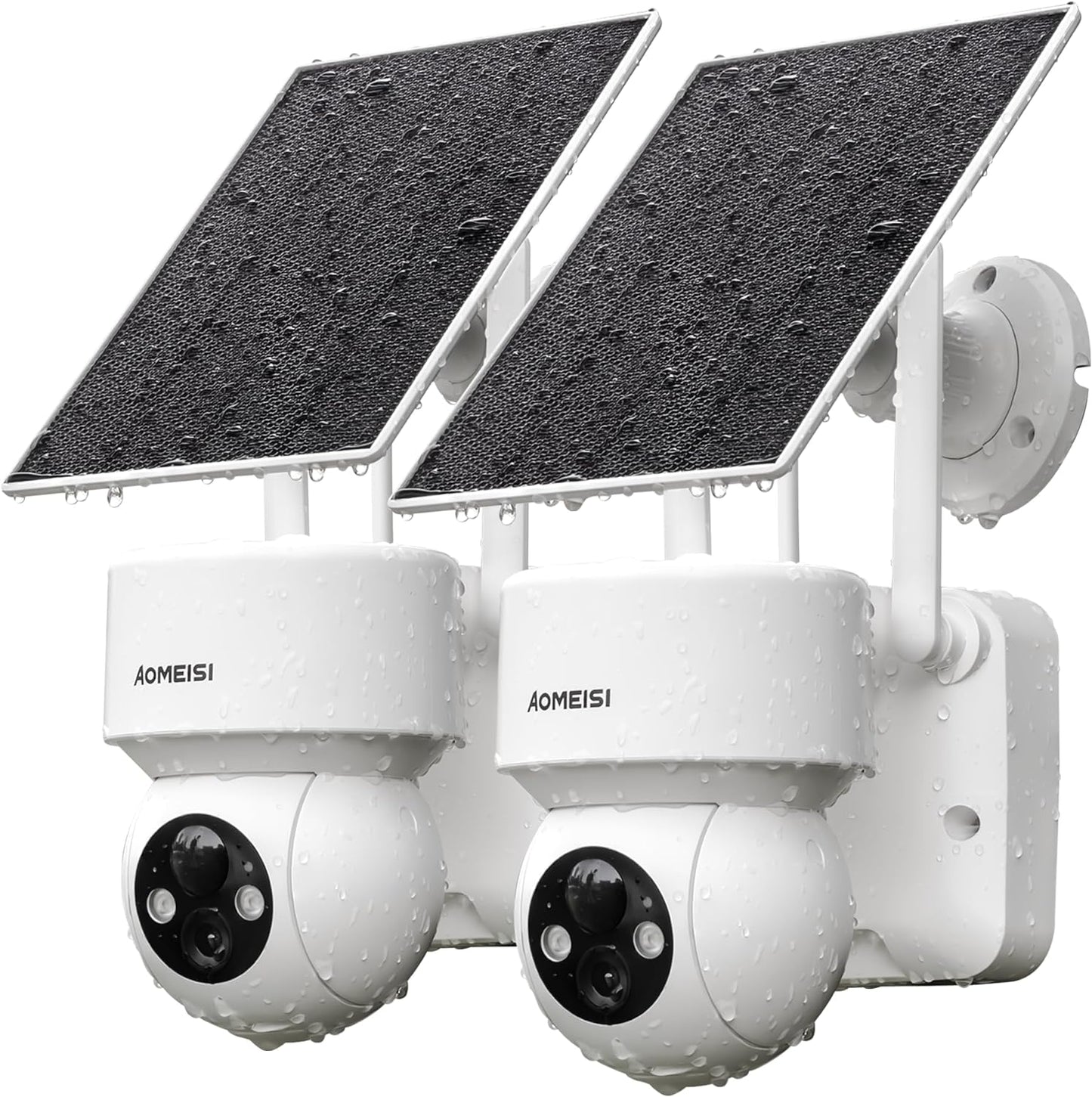 Aomeisi D2 Solar Security Camera Outdoor,360°View Pan/Tilt,Two-Way Audio,Easy to Setup,Audible Flashlight Alarm,Motion Alert,SD Slot Cloud Storage,Tech Support,Work with Alexa Google Home,CloudEdge