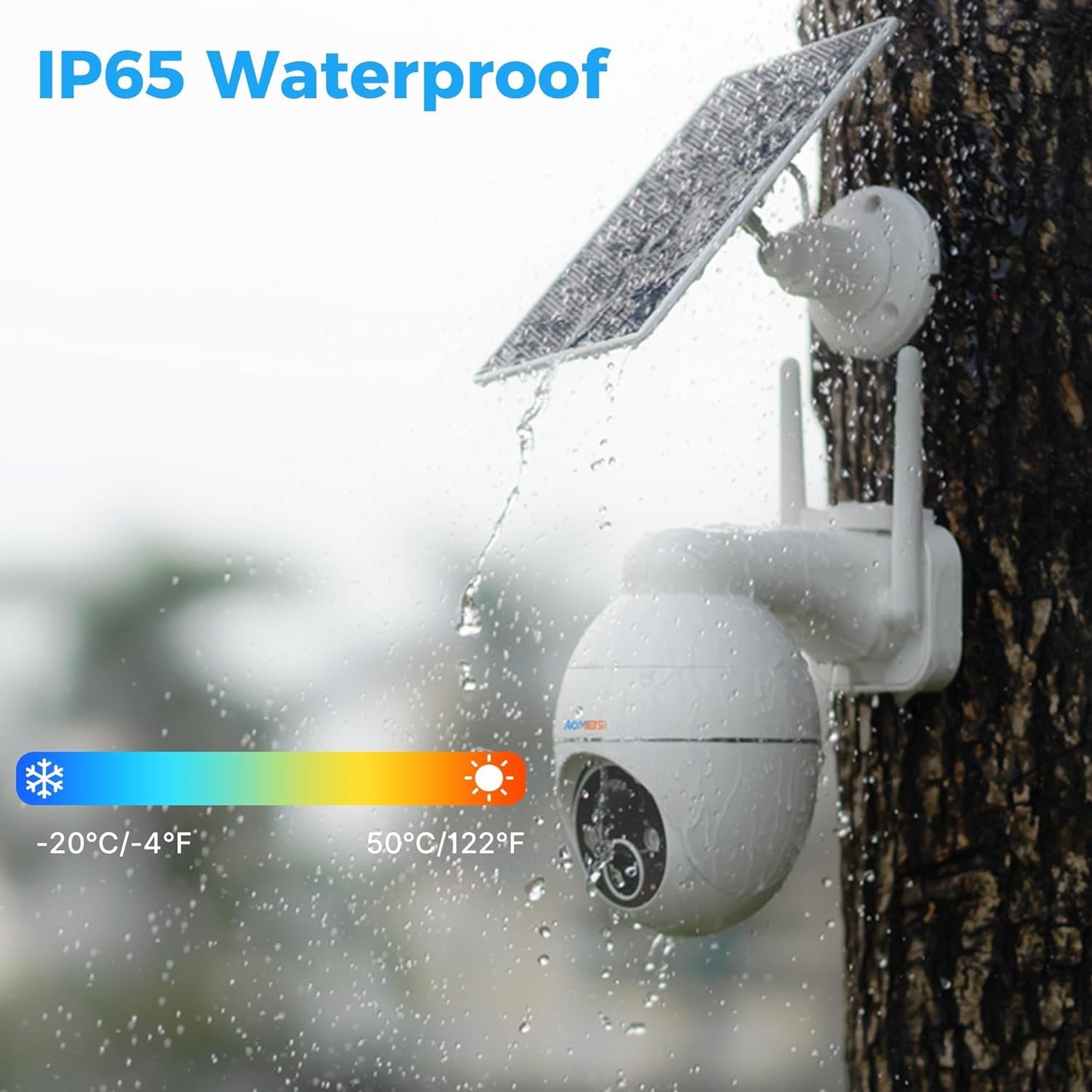 Aomeisi G2 Solar Security Camera Outdoor,360°View Pan/Tilt,Two-Way Audio,Easy to Setup,Audible Flashlight Alarm,Motion Alert,SD Slot Cloud Storage,Tech Support,Work with Alexa Google Home,CloudEdge