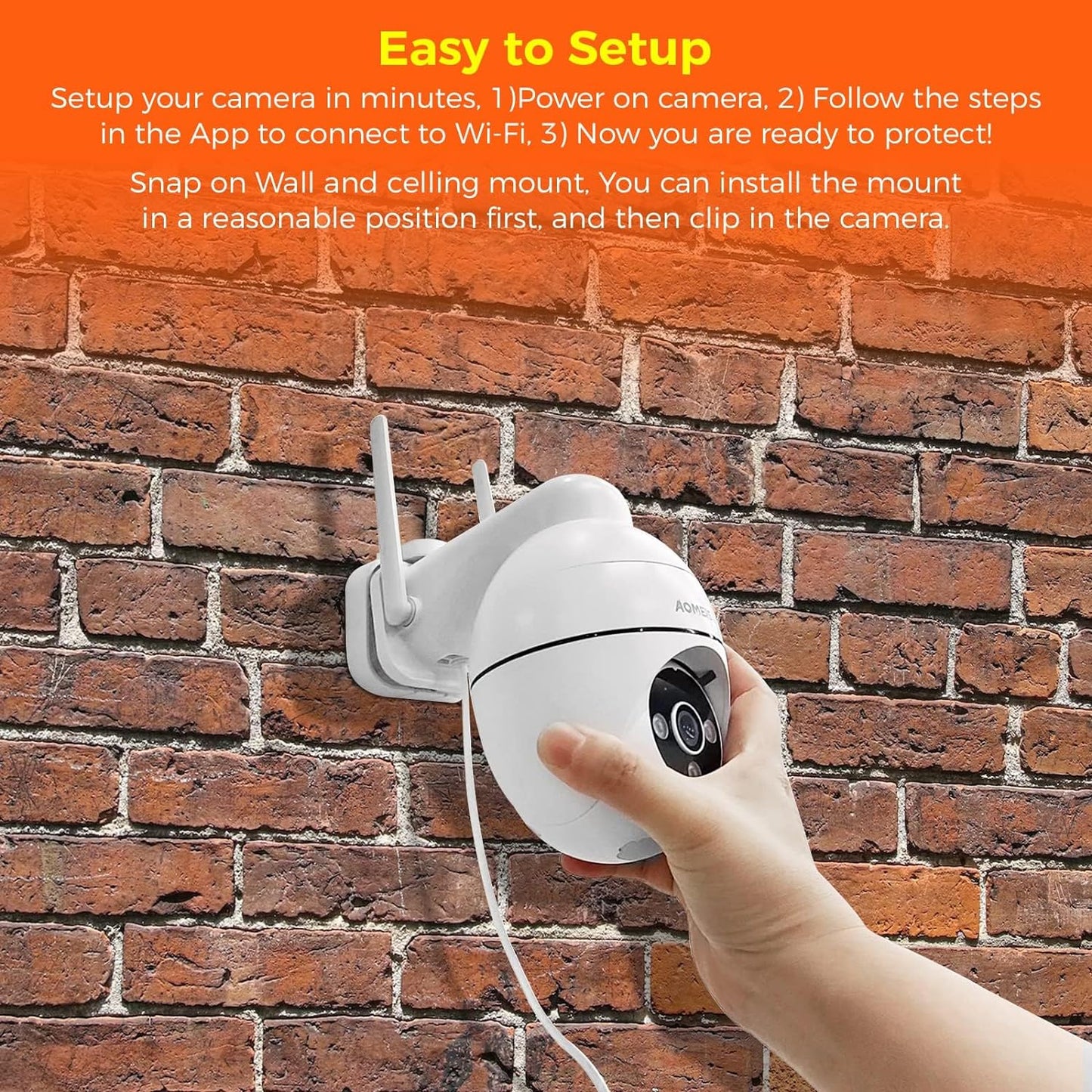 Aomeisi 2C1 2K Security Camera Outdoor,360°View Pan/Tilt,Two-Way Audio,Easy to Setup,Audible Flashlight Alarm,Motion Alert,SD Slot & Cloud Storage,Tech Support,Work with Alexa & Google Home,CloudEdge