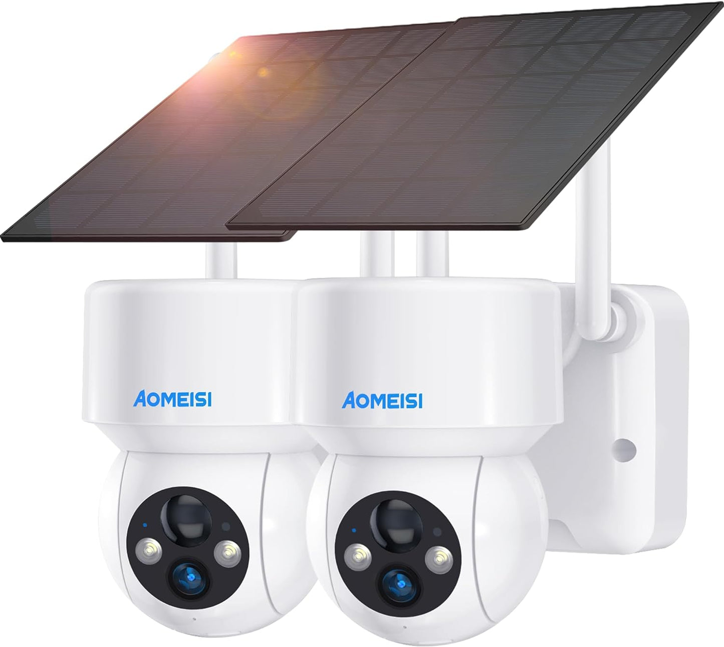 Aomeisi D2 Solar Security Camera Outdoor,360°View Pan/Tilt,Two-Way Audio,Easy to Setup,Audible Flashlight Alarm,Motion Alert,SD Slot Cloud Storage,Tech Support,Work with Alexa Google Home,CloudEdge