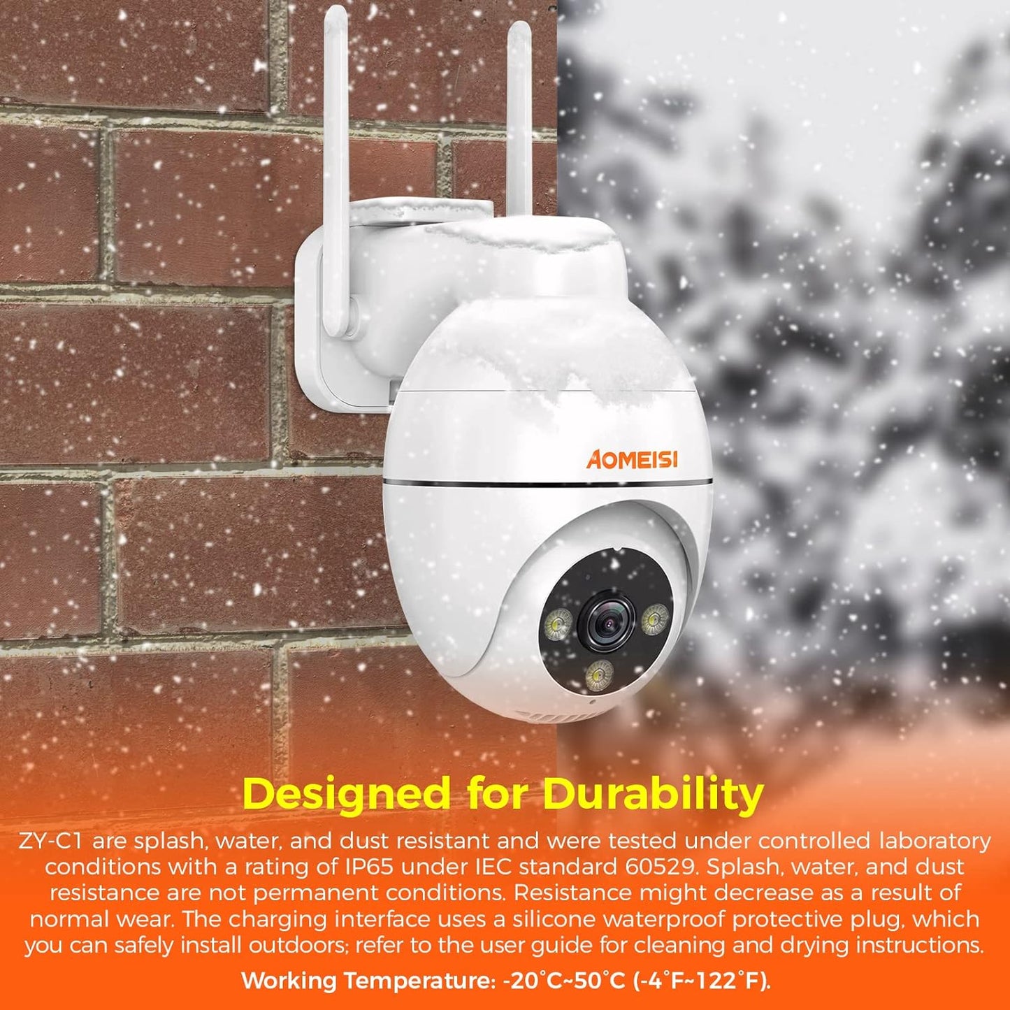 Aomeisi C2 5MP Security Camera Outdoor,360°View Pan/Tilt,Two-Way Audio,Easy to Setup,Audible Flashlight Alarm,Motion Alert,SD Slot & Cloud Storage,Tech Support,Work with Alexa & Google Home,CloudEdge