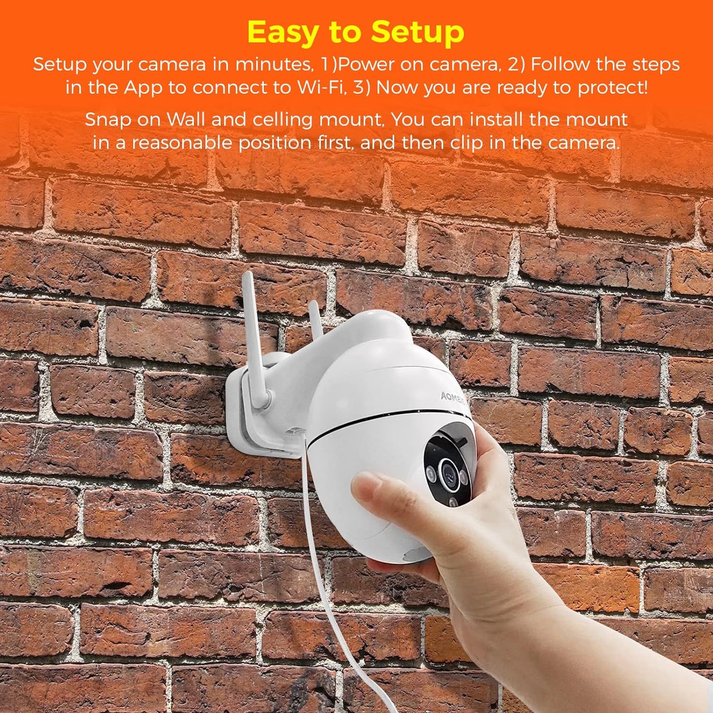 Aomeisi C2 5MP Security Camera Outdoor,360°View Pan/Tilt,Two-Way Audio,Easy to Setup,Audible Flashlight Alarm,Motion Alert,SD Slot & Cloud Storage,Tech Support,Work with Alexa & Google Home,CloudEdge