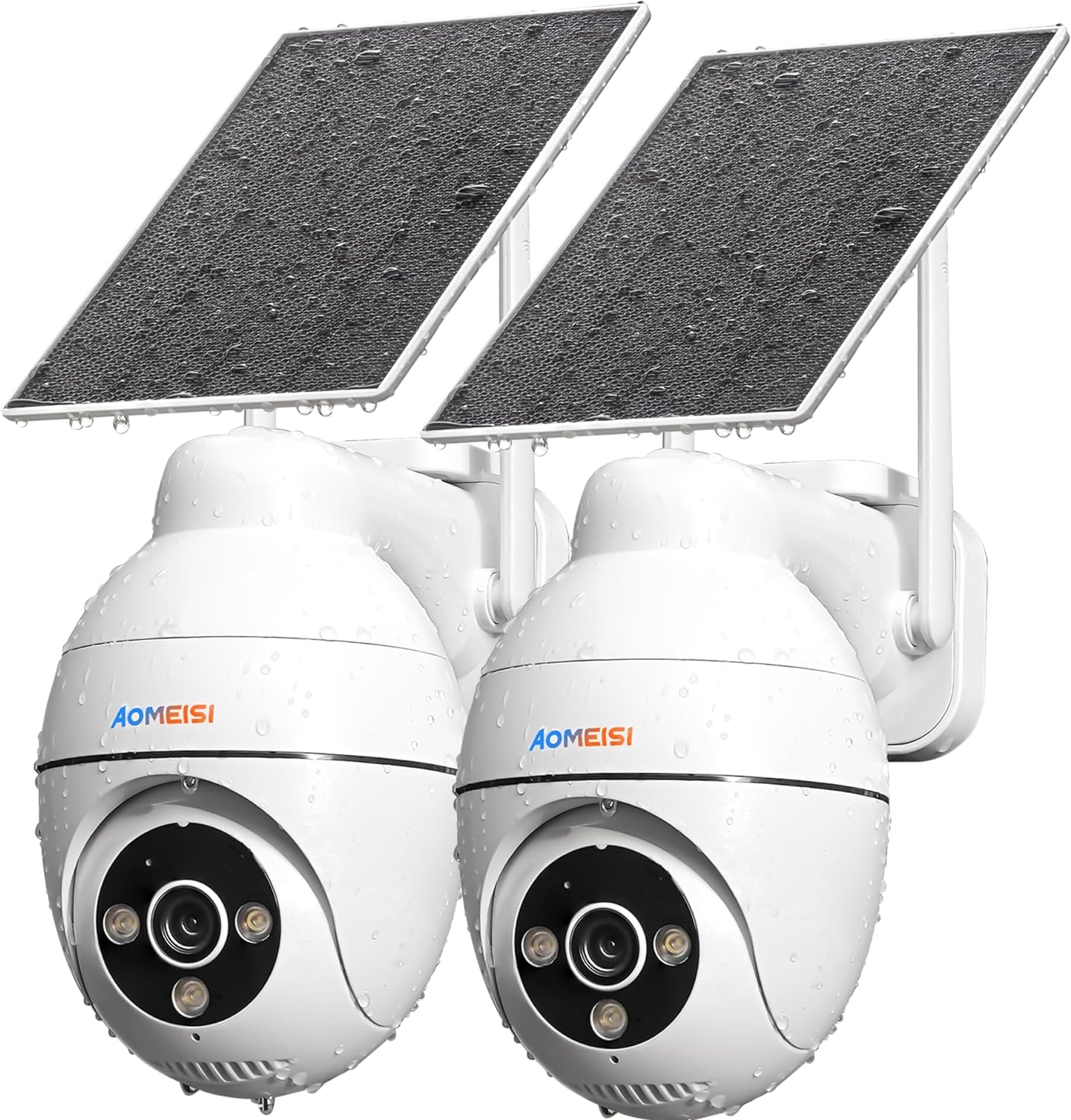 Aomeisi 2G2 Solar Security Camera Outdoor,360°View Pan/Tilt,Two-Way Talk,Easy to Setup,Audible Flashlight Alarm,Motion Alert,SD Slot Cloud Storage,Tech Support,Work with Alexa Google Home,CloudEdge